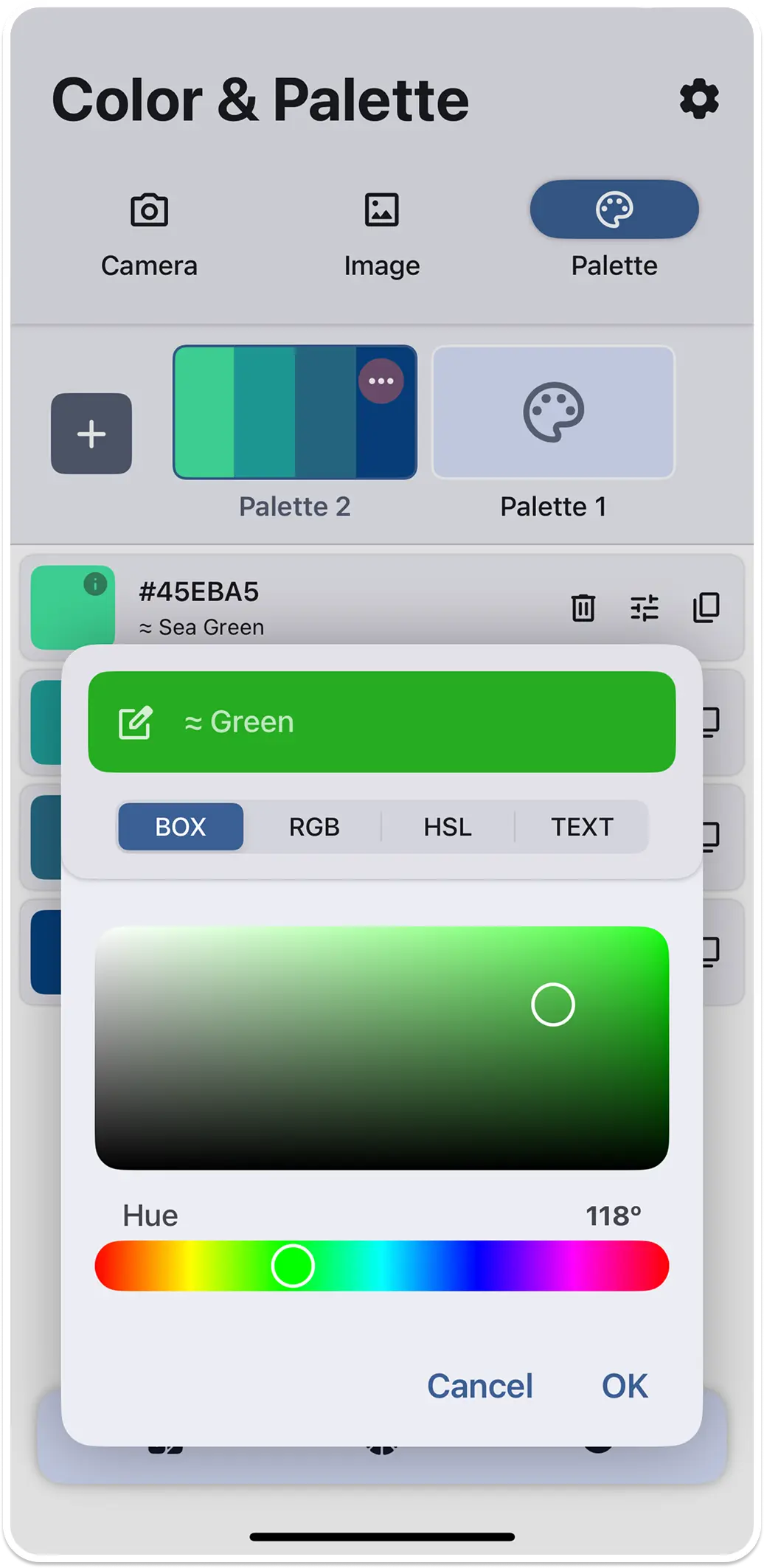 Edit colors manually