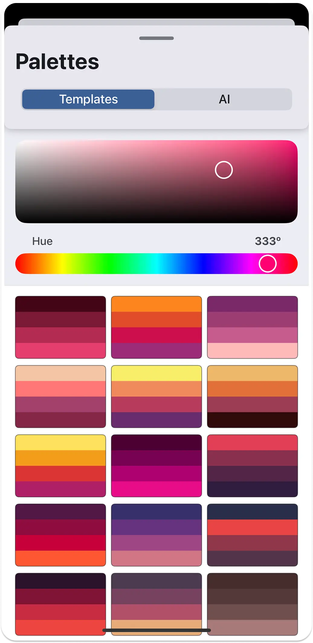 Palette templates